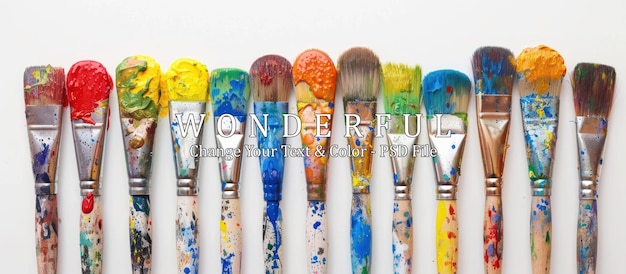 PSD colorful paintbrushes tools for creativity