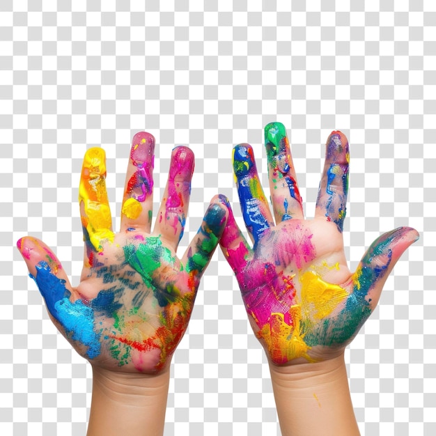 PSD colorful painted hands creativity