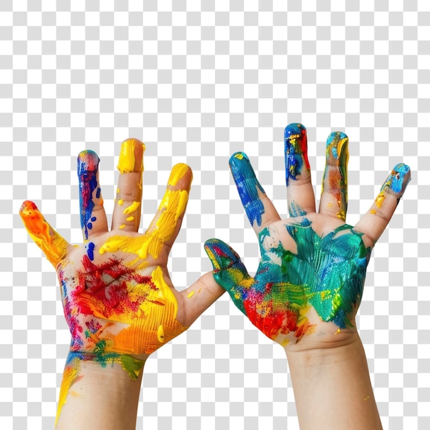 PSD colorful painted hands creativity