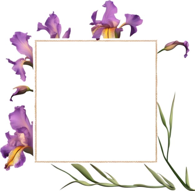 Colorful painting of Iris floral frame