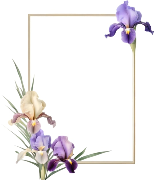 Colorful painting of Iris floral frame