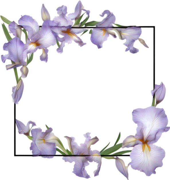 Colorful painting of Iris floral frame