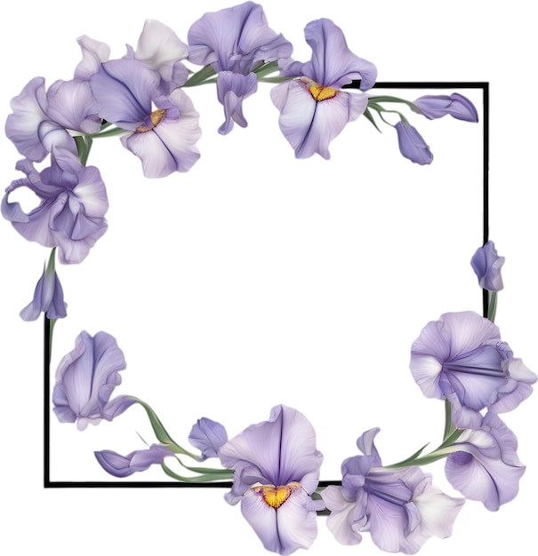 Colorful painting of Iris floral frame