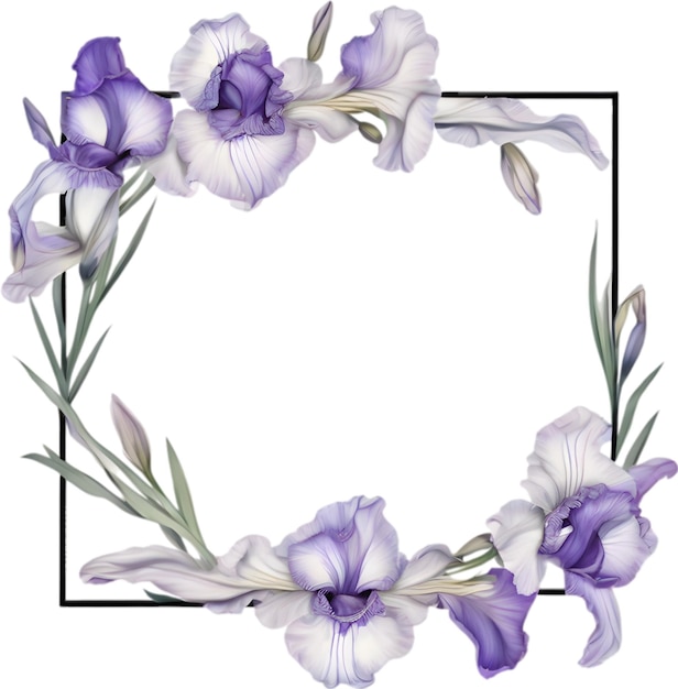 Colorful painting of Iris floral frame