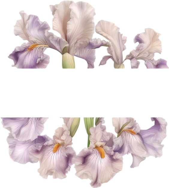 Colorful painting of Iris floral frame