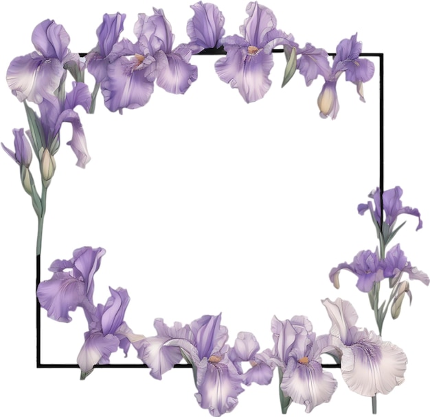 Colorful painting of Iris floral frame