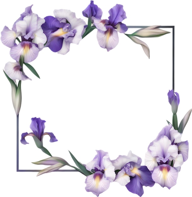 Colorful painting of Iris floral frame