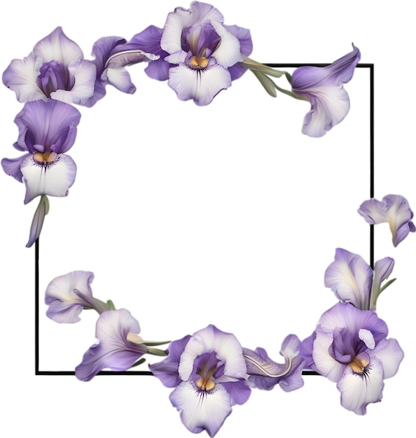 Colorful painting of Iris floral frame