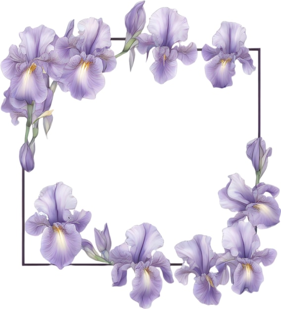 Colorful painting of Iris floral frame