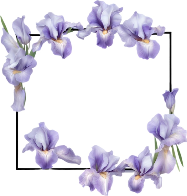 Colorful painting of Iris floral frame