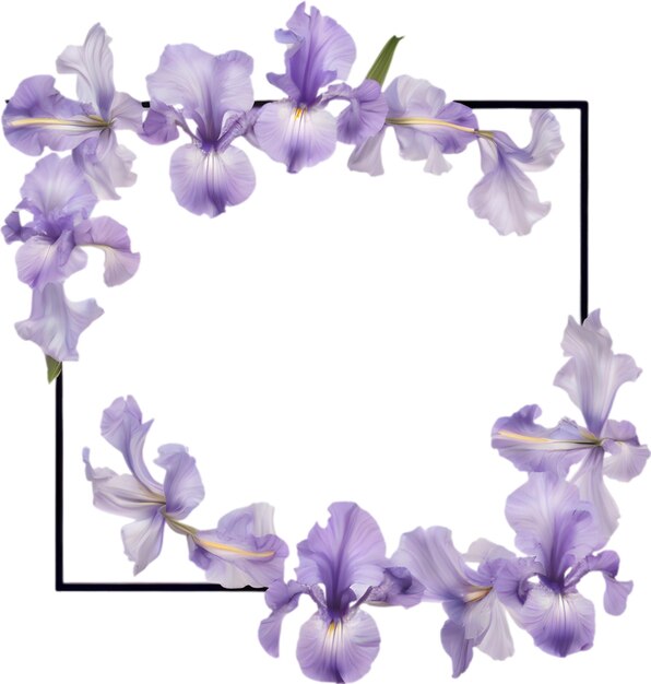 Colorful painting of Iris floral frame