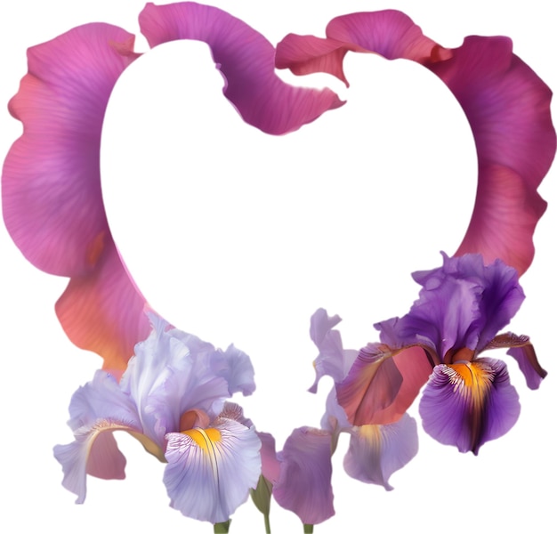 Colorful painting of Iris floral frame