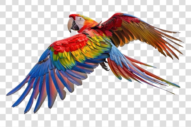 PSD colorful parrot in flight