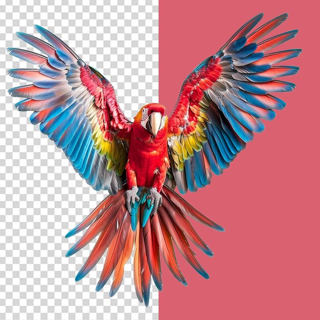 PSD a colorful parrot with a red background with a red background