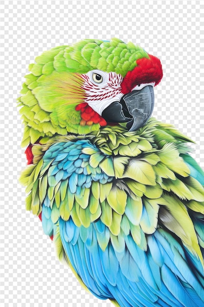 PSD a colorful parrot with a red tail and blue and green feathers