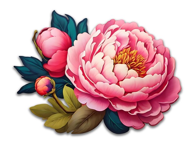 colorful Peony Flower psd