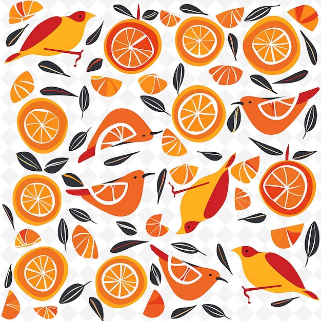 PSD a colorful picture of oranges and a bird with oranges