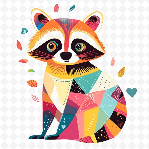 PSD a colorful picture of a raccoon with colorful stripes on its face