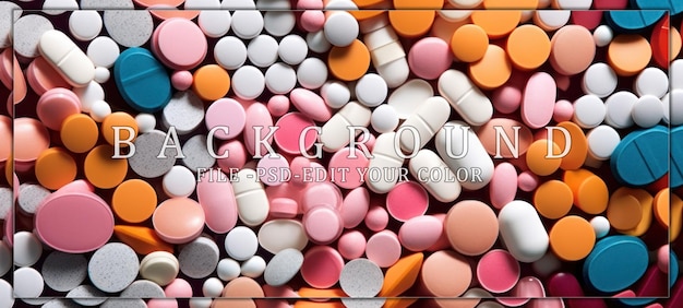 PSD colorful pills and tablets