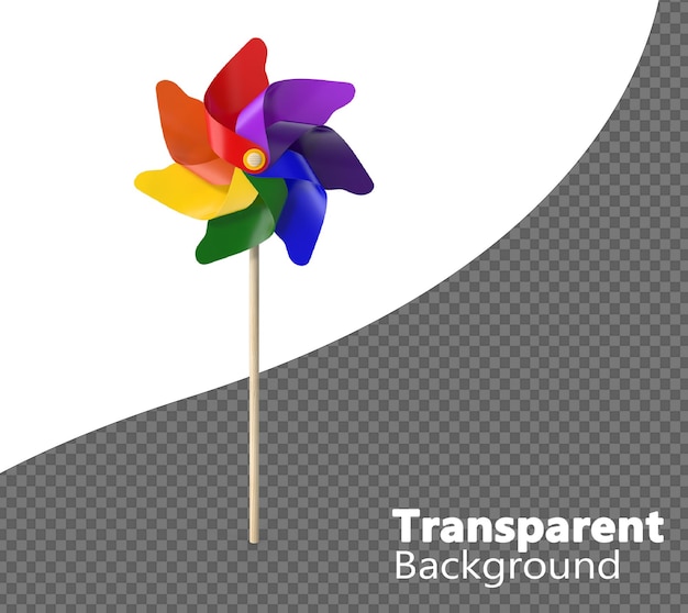 PSD colorful pin wheel on transparent background