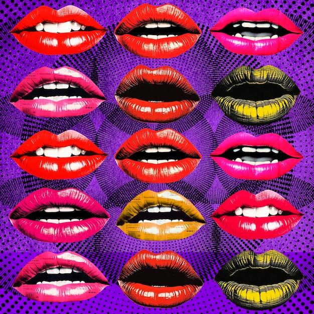 PSD colorful pop art lips