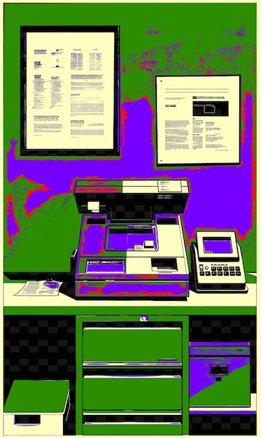 PSD a colorful poster with a picture of a printer and a printer