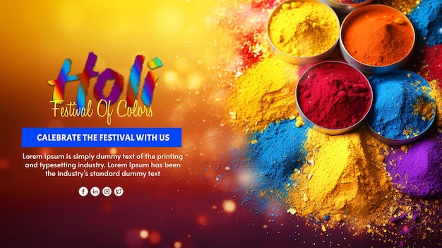 Colorful powder color indian festival for Happy Holi background