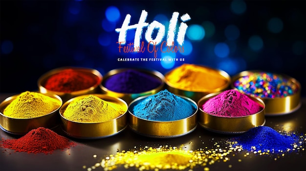 Colorful powder color indian festival for Happy Holi background