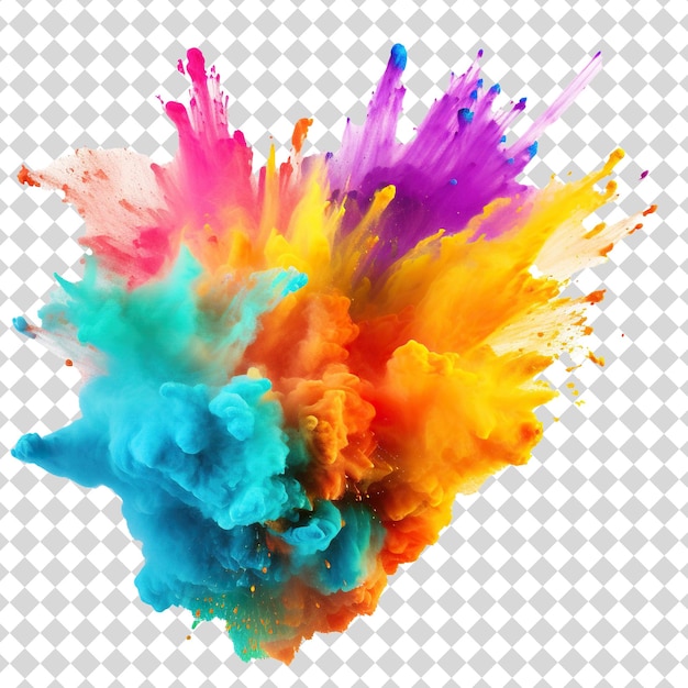 Colorful powder explosion Isolated on transparent background PSD file format