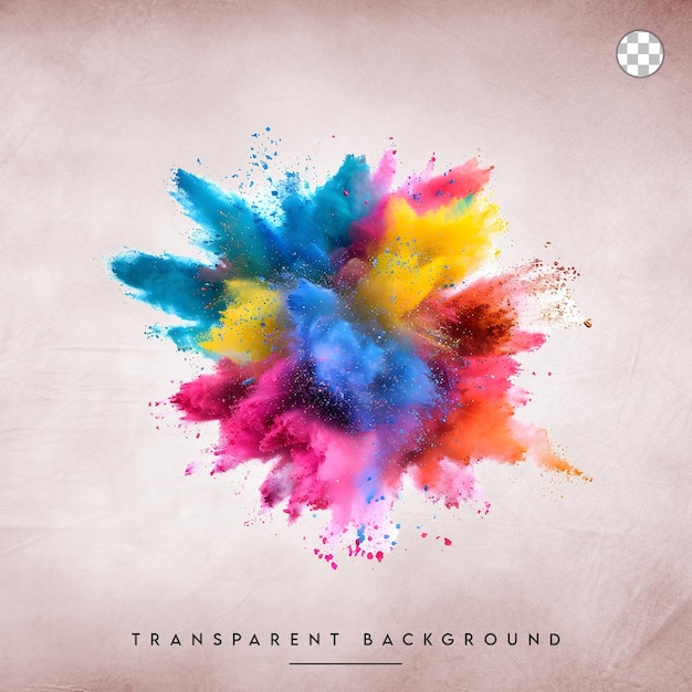 Colorful powder explosion isolated on transparent background