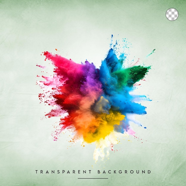 Colorful powder explosion isolated on transparent background