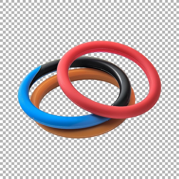 PSD colorful promo silicone rubber bracelets on transparent background ai generated