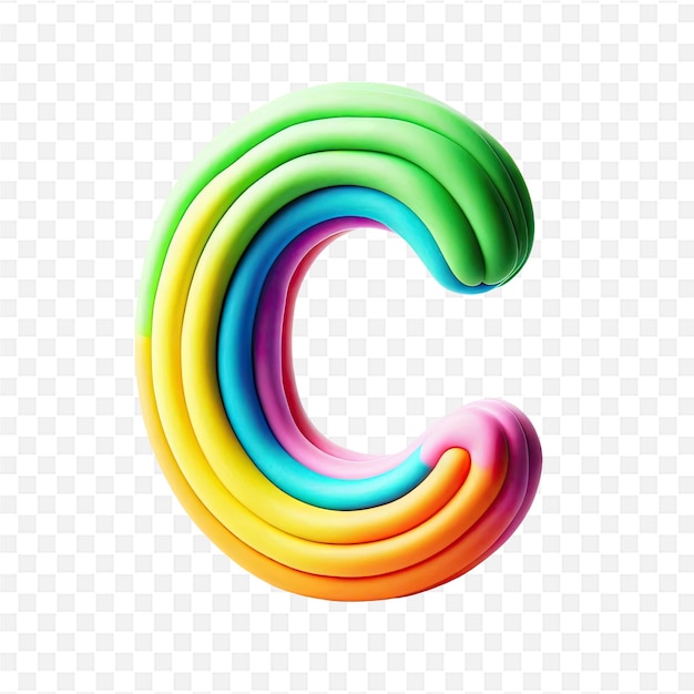 colorful rainbow colored letter c on a transparent background