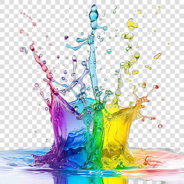 PSD colorful rainbow water splashes realisticon transparent background