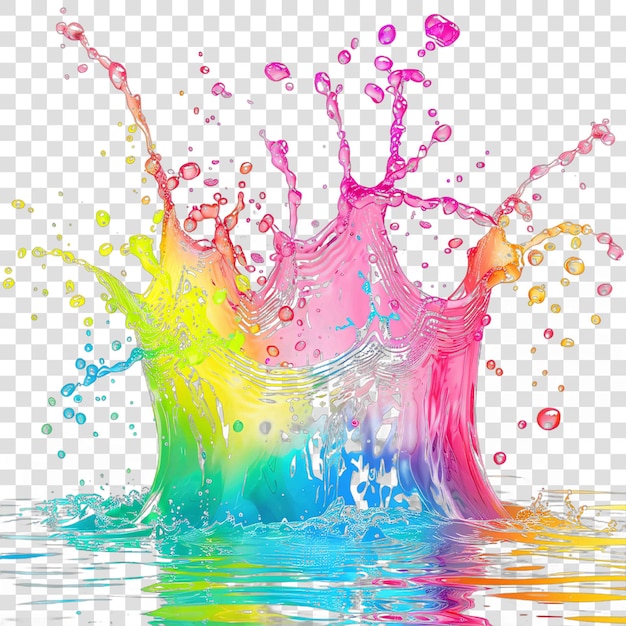 PSD colorful rainbow water splashes realisticon transparent background