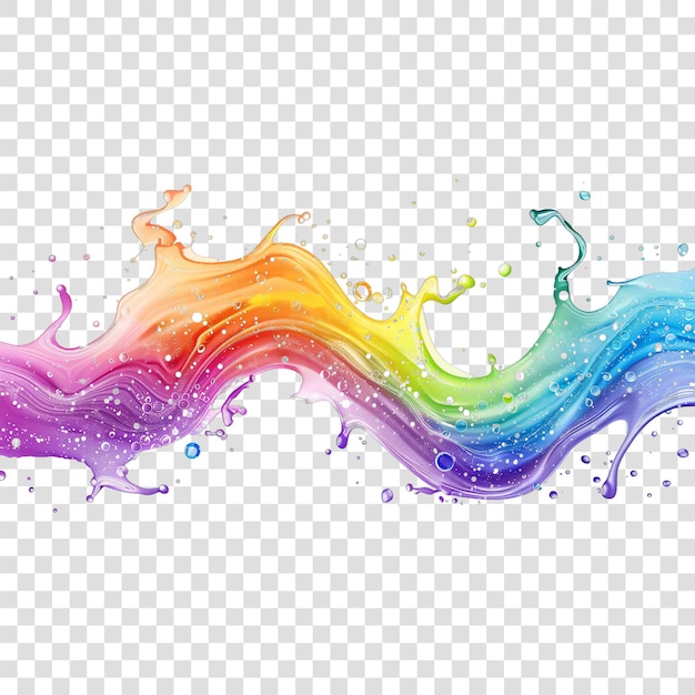 PSD colorful rainbow water splashes realisticon transparent background