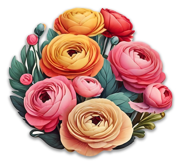 Colorful Ranunculus Flower PSD