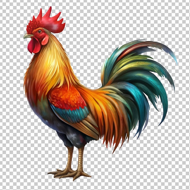 PSD colorful realistic rooster isolated on transparent background