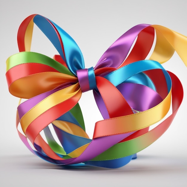 a colorful ribbon tied in a circle is tied with a bow