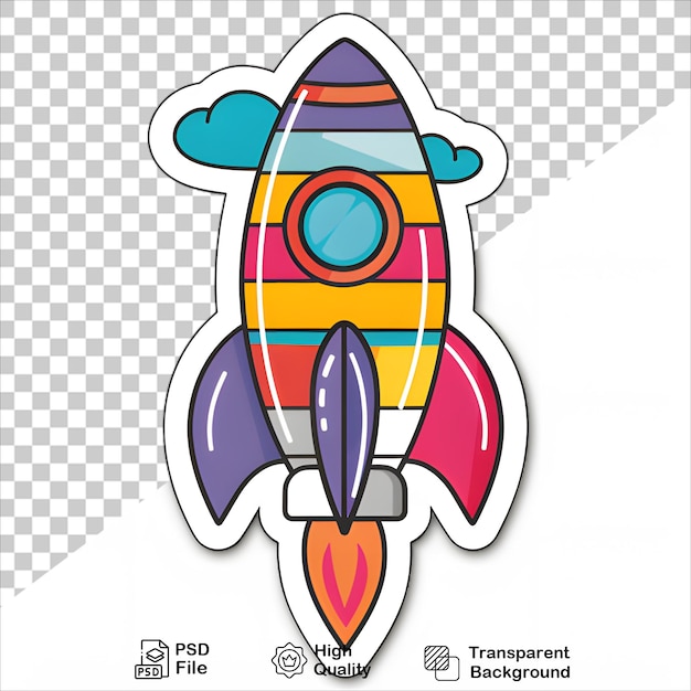 PSD colorful rocket illustration sticker transparent png