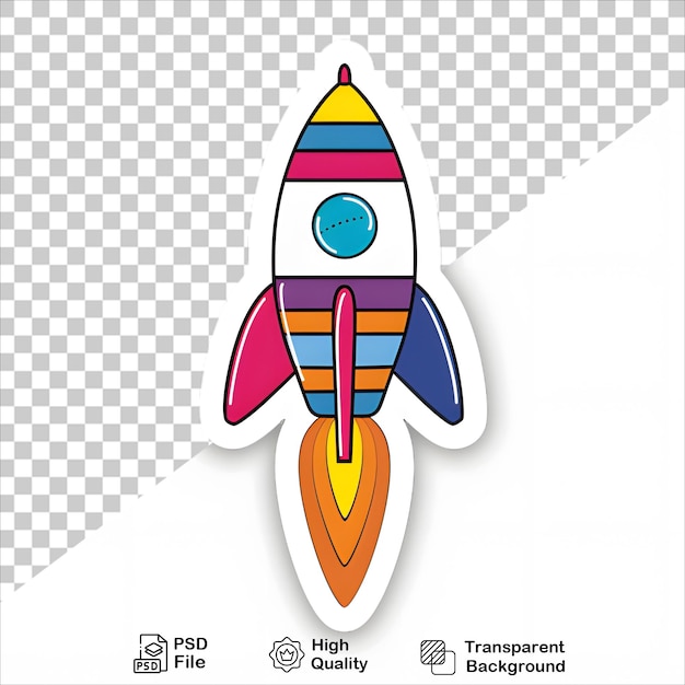 PSD colorful rocket illustration sticker transparent png