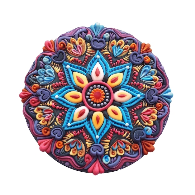 a colorful round object with a flower design on it