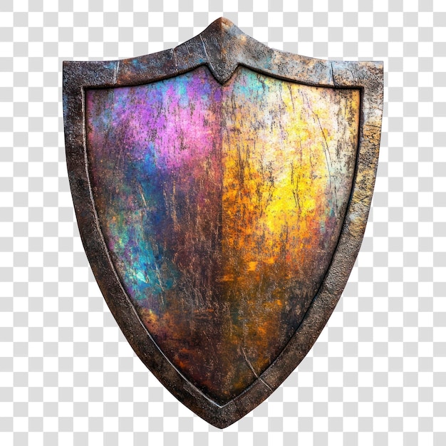 Colorful rustic shield artwork