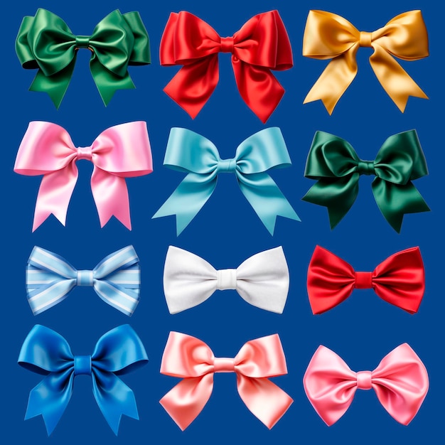 Colorful satin ribbon bows collection