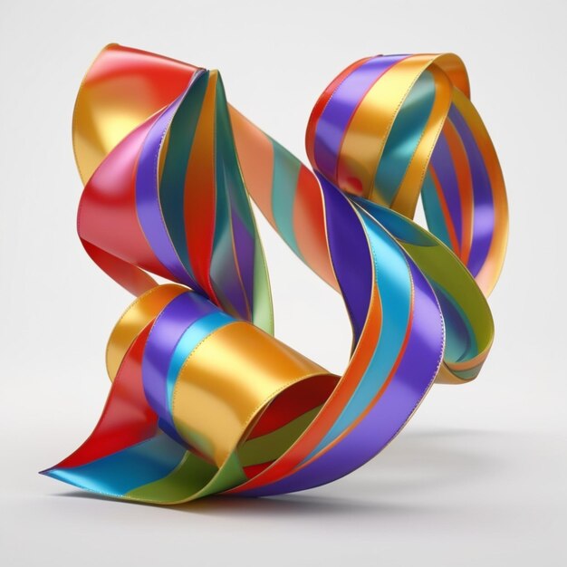 a colorful sculpture of a rainbow colored ribbon