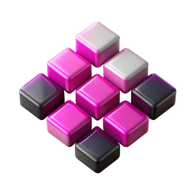 PSD a colorful set of four cubes with one purple and black