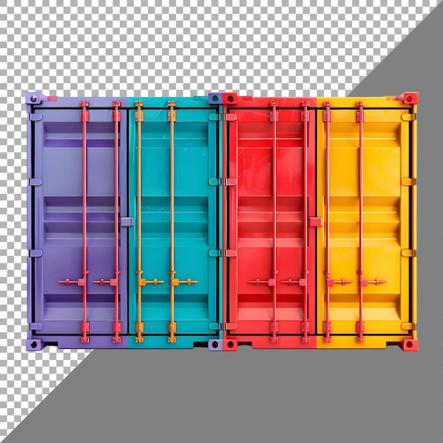 Colorful Shipping Container on Transparent Background Ai Generated