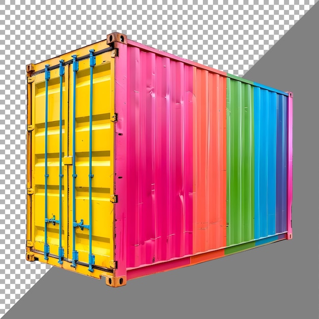 PSD colorful shipping container on transparent background ai generated