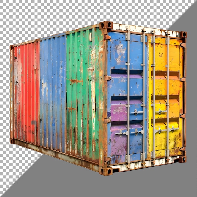 PSD colorful shipping container on transparent background ai generated