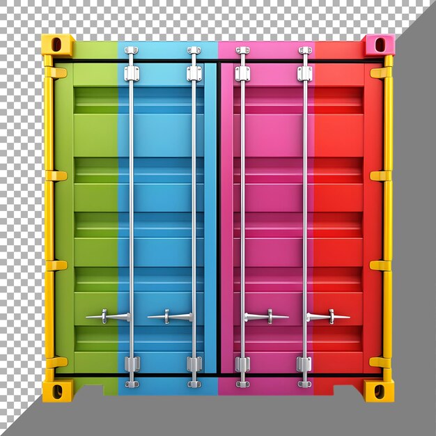 PSD colorful shipping container on transparent background ai generated